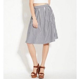 F21 LIFE IN PROGRESS Vertical Striped A-Line Skirt